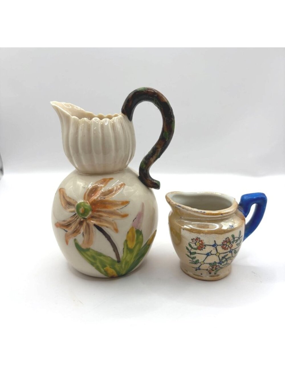 Vintage Miniature Ceramic Pitcher Lot — Secla Portugal and Japan Lusterware